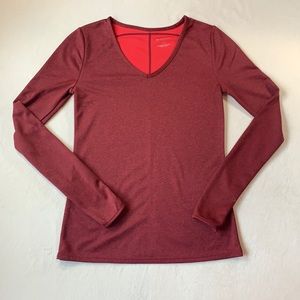Fabletics long sleeve red vneck shirt